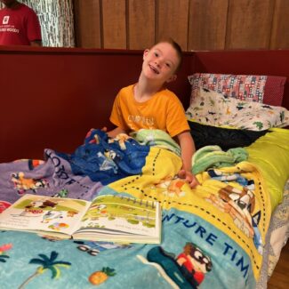 Luke hangs out in cabin bunkhouse